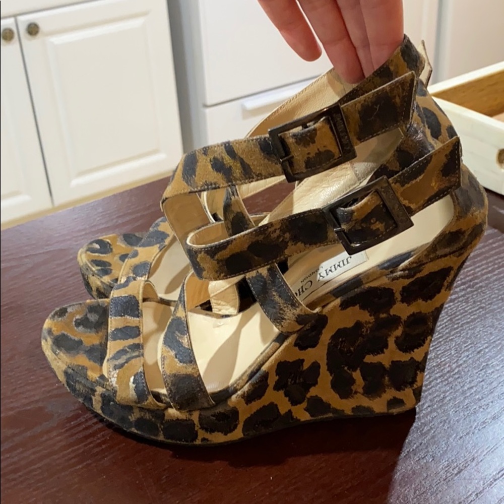 Jimmy Choo London leopard print wedges